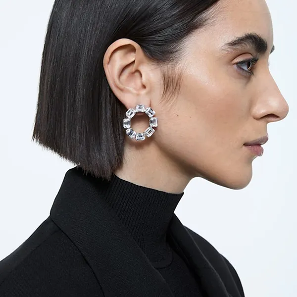 Khuyên Tai Nữ Swarovski Millenia Hoop Earringsoctagon Cut, White, Rhodium Plated 5618629 Màu Trắng - Trang sức - Vua Hàng Hiệu