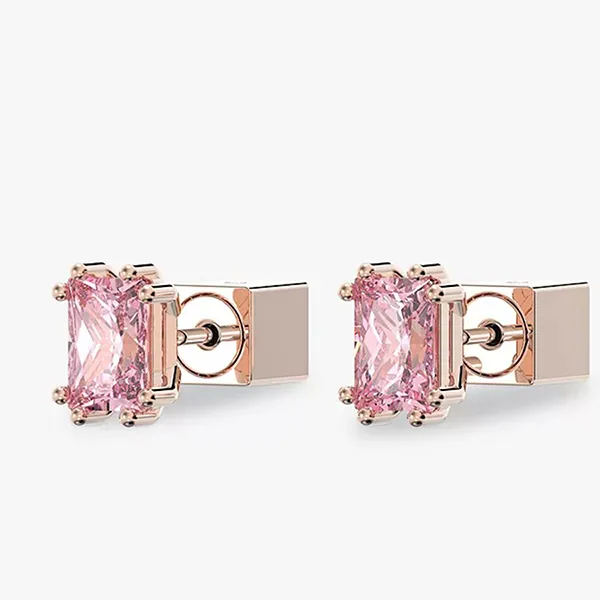 Khuyên Tai Nữ Swarovski Stilla Crystal Rectangle Stud Earrings, Pink/Rose Gold Màu Hồng - Trang sức - Vua Hàng Hiệu