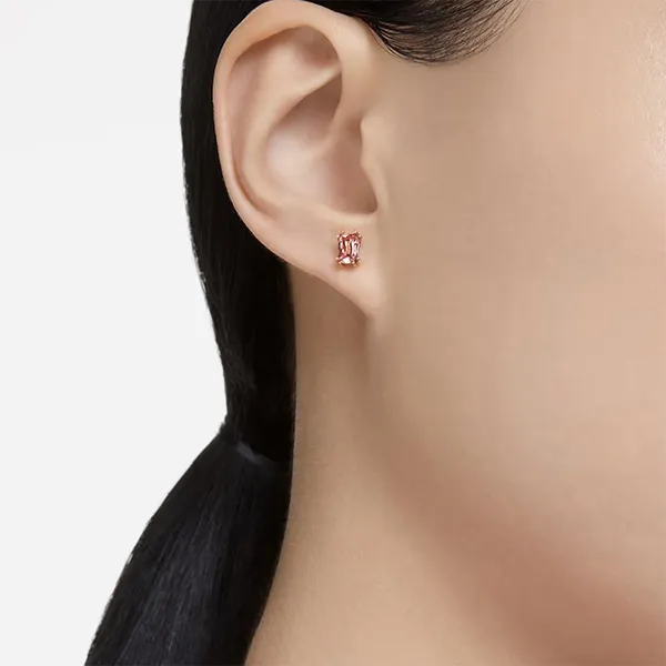 Khuyên Tai Nữ Swarovski Stilla Crystal Rectangle Stud Earrings, Pink/Rose Gold Màu Hồng - Trang sức - Vua Hàng Hiệu