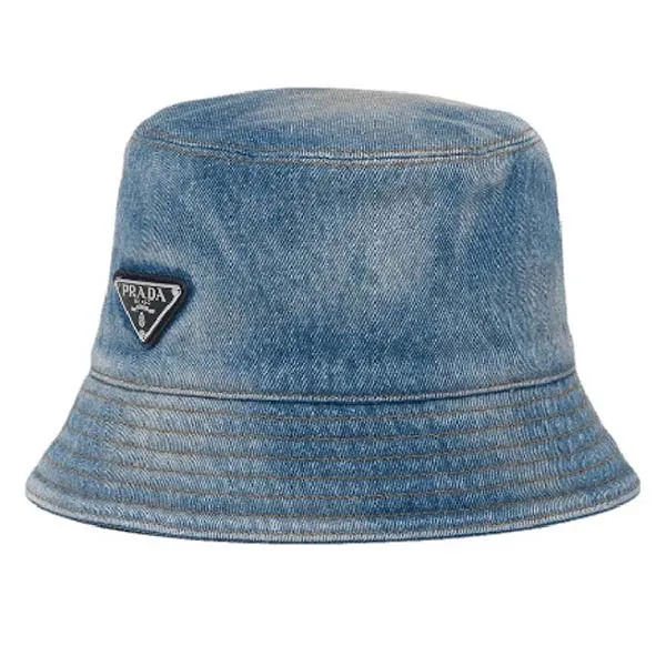 Mũ Nữ Prada Bucket Hat Light Blue 1HC137-12K1-F0V3N Màu Xanh Denim Size M