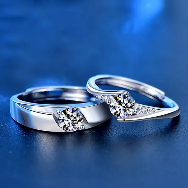 Nhẫn Đôi LiLi Jewelry Đính Kim Cương Moissanite Layla Lili_054884 Màu Bạc