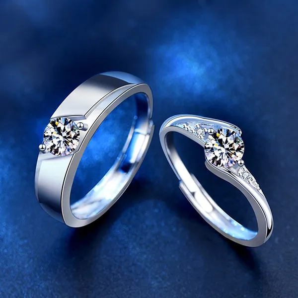 Nhẫn Đôi LiLi Jewelry Đính Kim Cương Moissanite Layla Lili_054884 Màu Bạc
