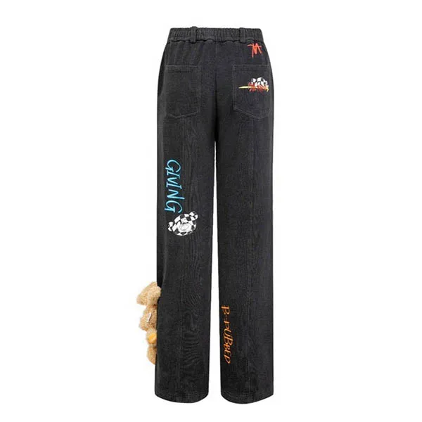 Quần Jean 13 De Marzo Street Graffiti Slang Bear Sweatpants Washed Black Màu Đen Size M - Thời trang - Vua Hàng Hiệu