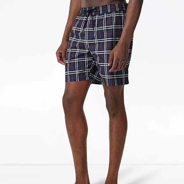 Quần Short Nam Burberry Classic Check-Printed Swim Shorts In Blue Màu Xanh Kẻ