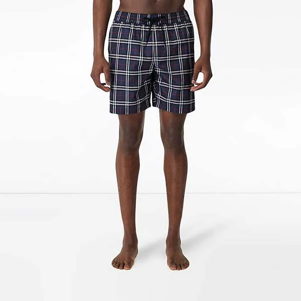 Quần Short Nam Burberry Classic Check-Printed Swim Shorts In Blue Màu Xanh Kẻ