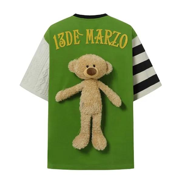 Áo Phông 13 De Marzo Bear Knit Sleeve Tshirt Foliage Phối Màu Size S - Thời trang - Vua Hàng Hiệu
