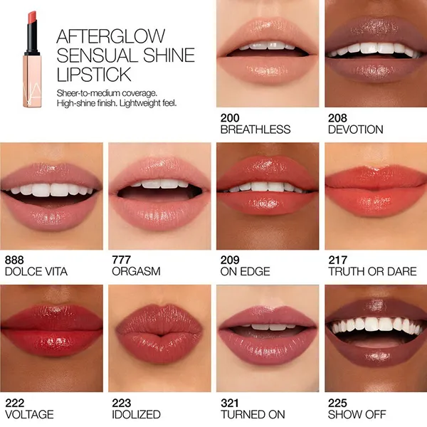 Son Dưỡng Nars Afterglow Sensual Shine Lipstick 217 Truth Or Dare Coral Màu Cam San Hô - Son Môi - Vua Hàng Hiệu