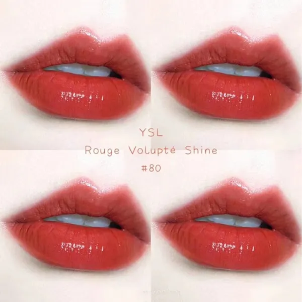 Son Dưỡng Yves Saint Laurent YSL Rouge Volupté Shine 80 Chili Tunique Màu Đỏ Gạch