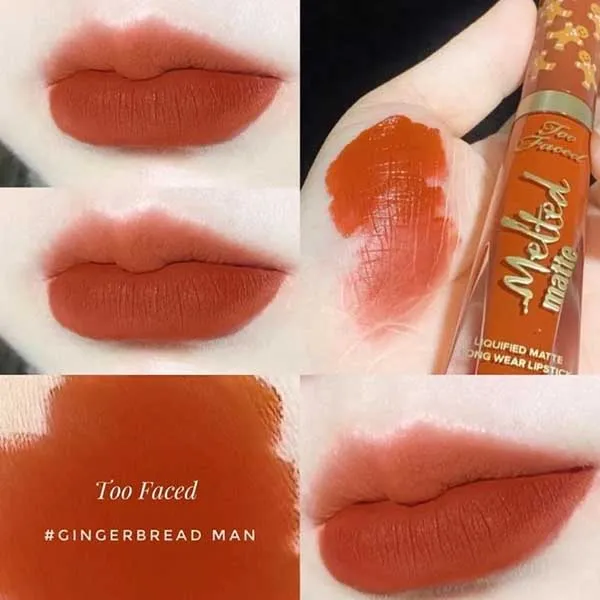 Son Kem Too Faced Gingerbread Man Màu Đỏ Cam Đất - Son Môi - Vua Hàng Hiệu