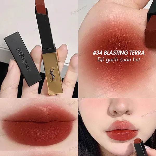 Son Yves Saint Laurent YSL Rouge Pur Couture The Slim 34 Blasting Terra Màu Đỏ Gạch