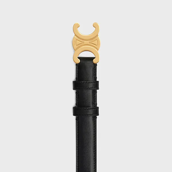 Thắt Lưng Nữ Celine Medium Triomphe Belt In Taurillon Leather Black Bản 2.5cm Màu Đen Size 70
