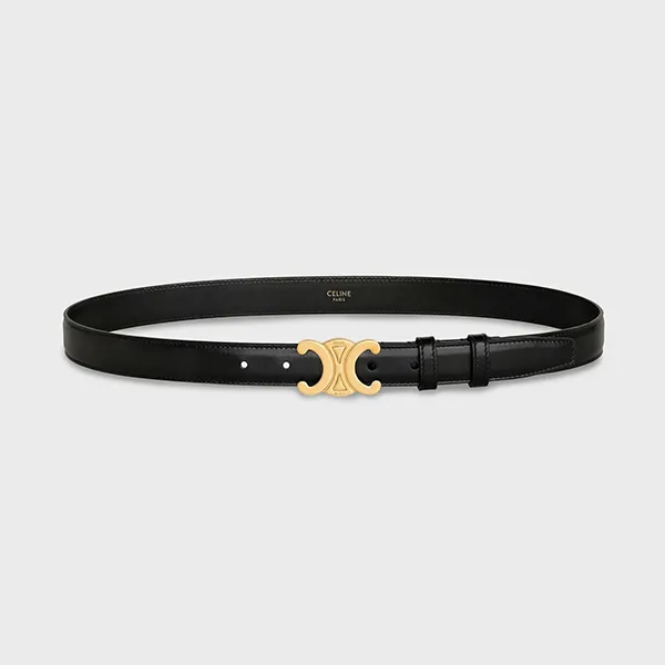 Thắt Lưng Nữ Celine Medium Triomphe Belt In Taurillon Leather Black Bản 2.5cm Màu Đen Size 80