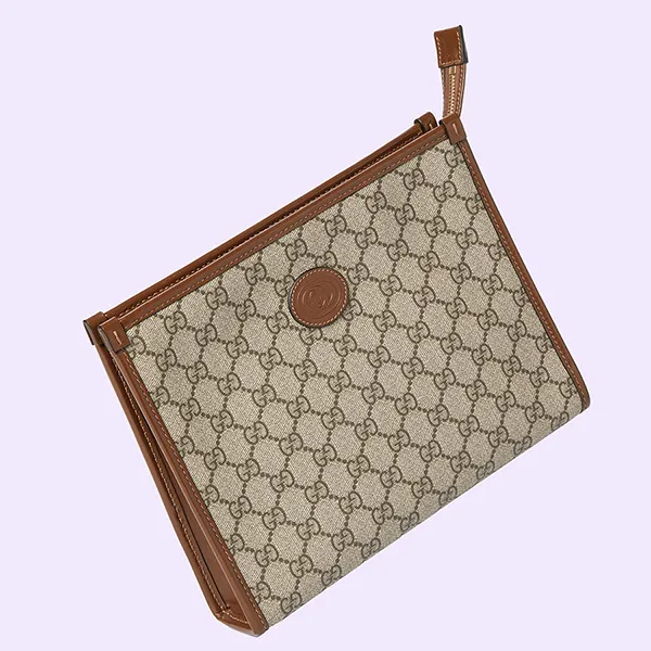 Túi Cầm Tay Nam Gucci Beauty Case With Interlocking G 672956-92TCG-8563 Màu Be Nâu - Túi xách - Vua Hàng Hiệu