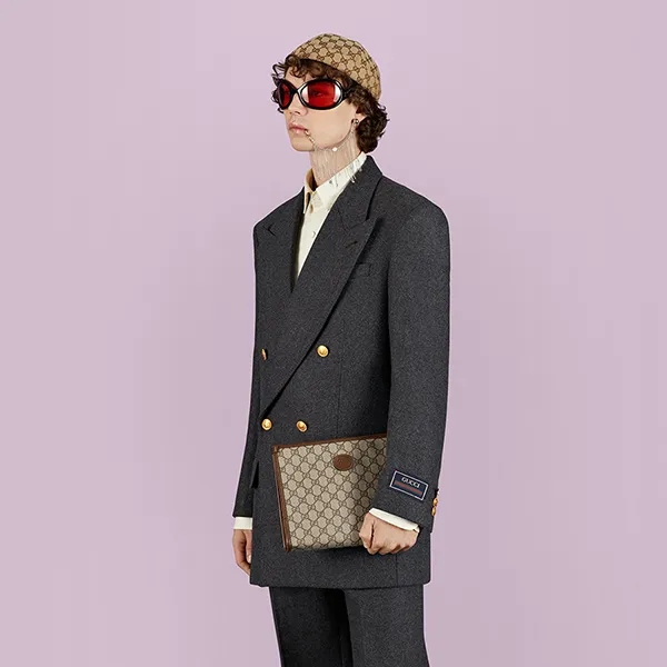 Túi Cầm Tay Nam Gucci Beauty Case With Interlocking G 672956-92TCG-8563 Màu Be Nâu - Túi xách - Vua Hàng Hiệu