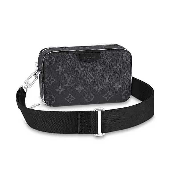 Túi Đeo Chéo Nam Louis Vuitton LV M81260 Alpha Wearable Wallet Màu Đen Xám