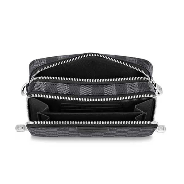 Túi Đeo Chéo Nam Louis Vuitton LV N60418 Alpha Wearable Wallet Màu Xám Đen
