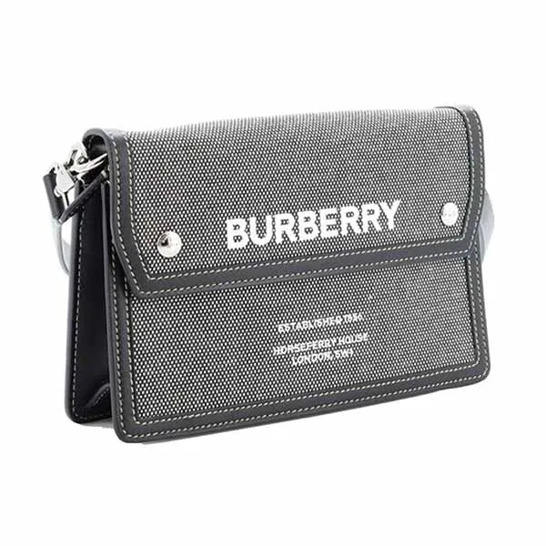 Túi Đeo Chéo Nữ Burberry Logo Flap Crossbody Bag Canvas With Leather Mini Màu Xám - Túi xách - Vua Hàng Hiệu