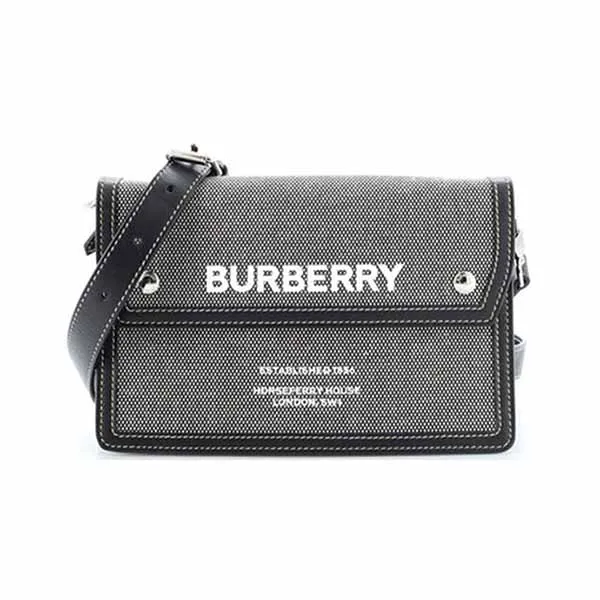 Túi Đeo Chéo Nữ Burberry Logo Flap Crossbody Bag Canvas With Leather Mini Màu Xám - Túi xách - Vua Hàng Hiệu
