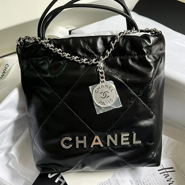 Túi Đeo Chéo Nữ Chanel 22 Shiny Calfskin Silver Tone Metal Black Mini Màu Đen - Túi xách - Vua Hàng Hiệu