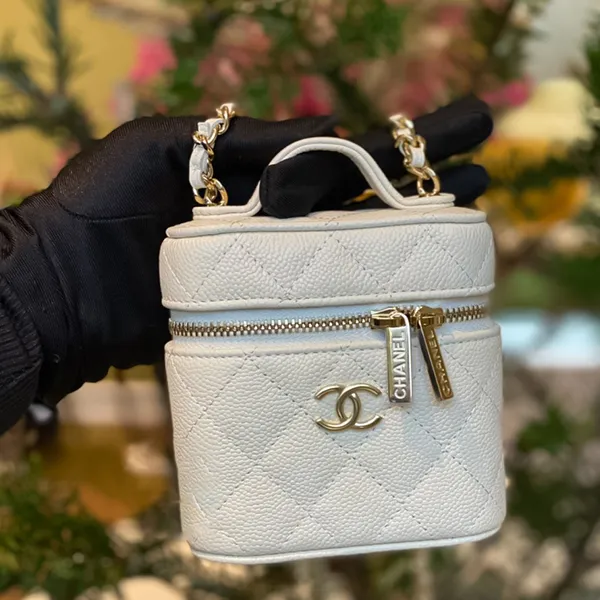 Túi Đeo Chéo Nữ Chanel Vanity Mini Bag With Strap White Màu Trắng