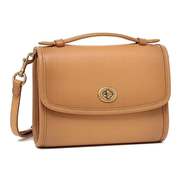 Túi Đeo Chéo Nữ Coach Kip Turnlock Crossbody In Brown C3486 Màu Nâu - Túi xách - Vua Hàng Hiệu