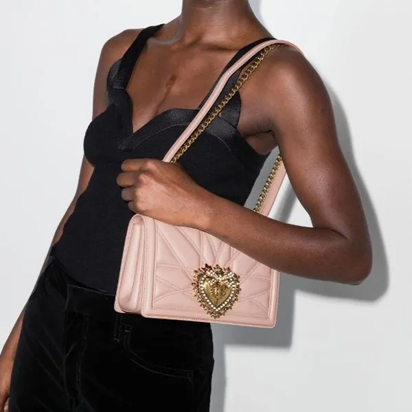 Túi Đeo Chéo Nữ Dolce & Gabbana D&G Devotion Bag In Quilted Nappa Leather Màu Hồng Nhạt