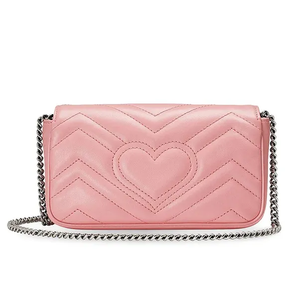 Túi Đeo Chéo Nữ Gucci GG Marmont Matelassé Leather Super Mini Bag Màu Hồng - Túi xách - Vua Hàng Hiệu
