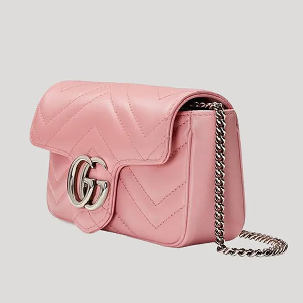 Túi Đeo Chéo Nữ Gucci GG Marmont Matelassé Leather Super Mini Bag Màu Hồng - Túi xách - Vua Hàng Hiệu