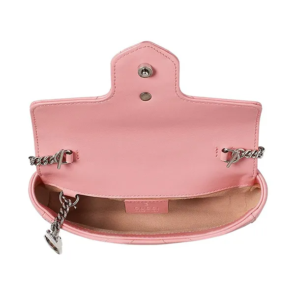 Túi Đeo Chéo Nữ Gucci GG Marmont Matelassé Leather Super Mini Bag Màu Hồng - Túi xách - Vua Hàng Hiệu