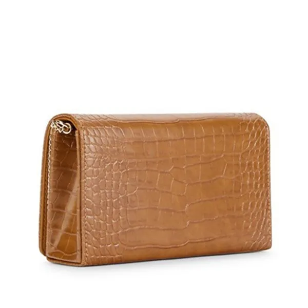 Túi Đeo Chéo Nữ Love Moschino Logo Croc-Embossed Crossbody Bag Màu Nâu - Túi xách - Vua Hàng Hiệu