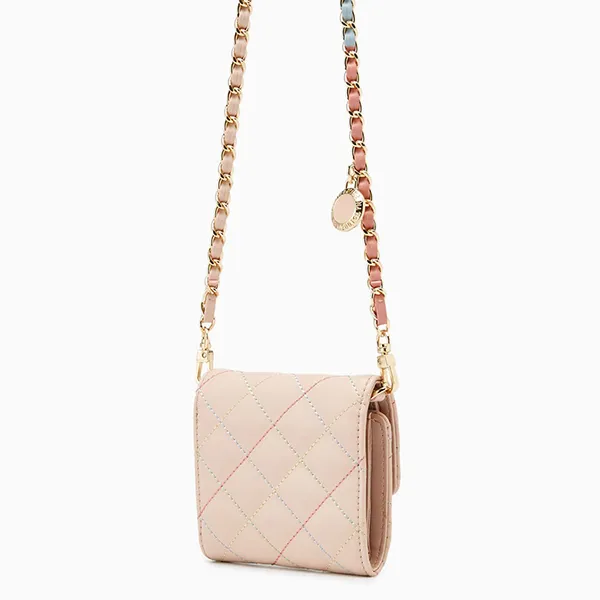 Túi Đeo Chéo Nữ Lyn Ravioli Short Wallets On Chain LL23SWS096 Hồng Nhạt