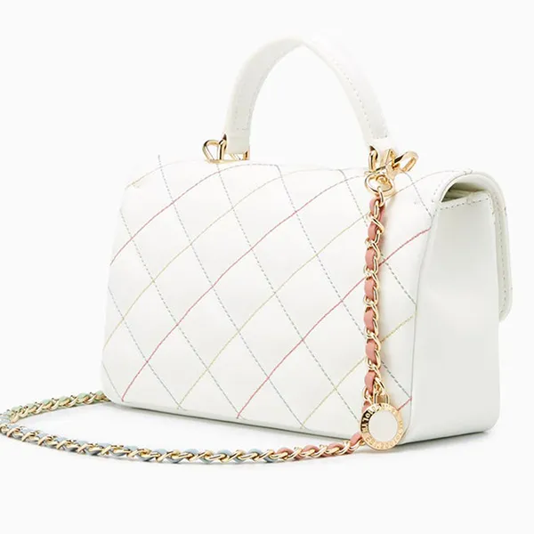 Túi Đeo Chéo Nữ Lyn Ravioli Top Handle Handbags LL23SBS288 Màu Trắng
