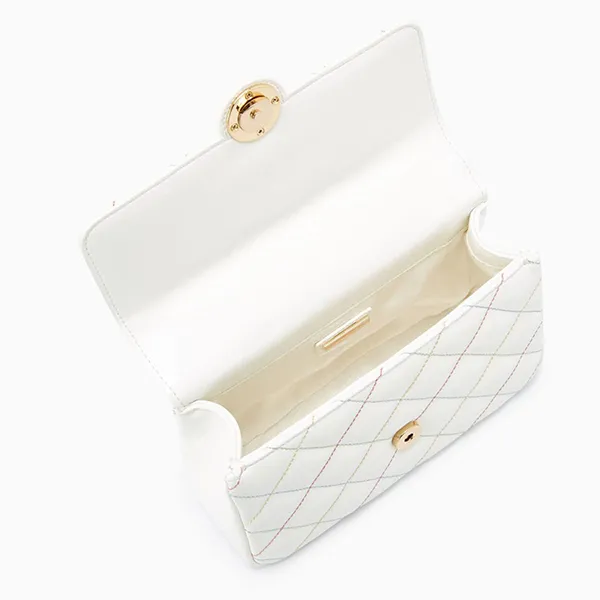 Túi Đeo Chéo Nữ Lyn Ravioli Top Handle Handbags LL23SBS288 Màu Trắng