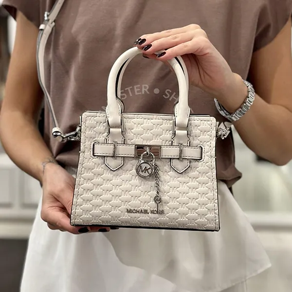 Túi Đeo Chéo Nữ Michael Kors MK Hamilton Mini Satchel Crossbody Luggage Light Cream Màu Kem
