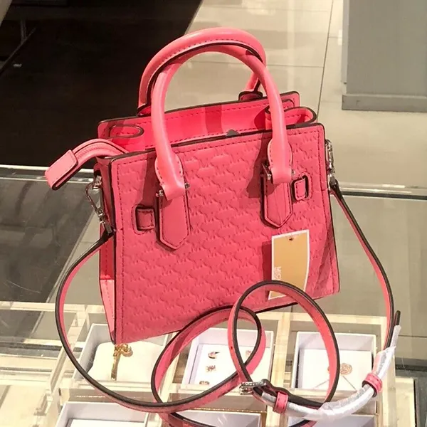 Túi Đeo Chéo Nữ Michael Kors MK Hamilton Mini Satchel Crossbody Luggage Tea Rose Màu Hồng Đậm