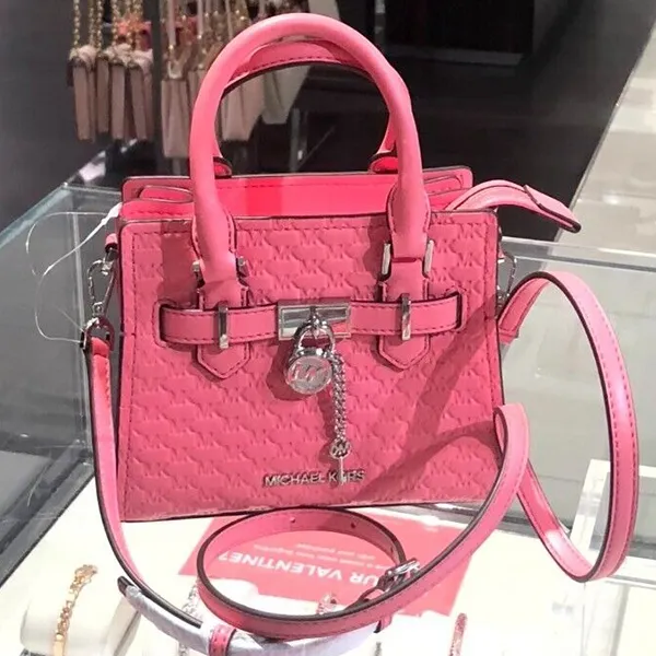 Túi Đeo Chéo Nữ Michael Kors MK Hamilton Mini Satchel Crossbody Luggage Tea Rose Màu Hồng Đậm