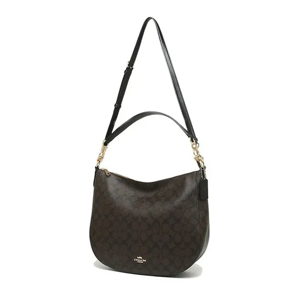 Túi Đeo Vai Nữ Coach Elle Hobo Sig Brown Black F39527 Màu Nâu Đen