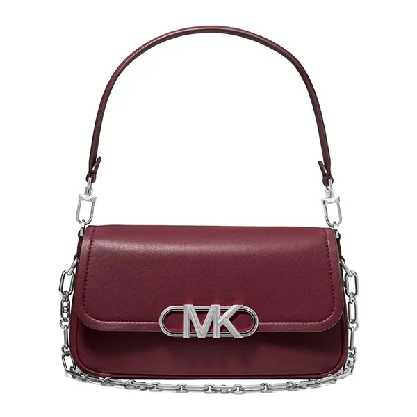 Túi Đeo Vai Nữ Michael Kors MK Parker Medium Leather Shoulder Bag Màu Đỏ Mận