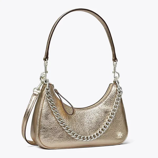 Túi Đeo Vai Nữ Tory Burch 151 Mercer Metallic Small Crescent Bag 135716 Màu Vàng Kim - Túi xách - Vua Hàng Hiệu