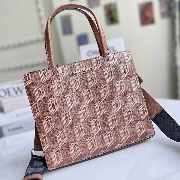 Túi Tote Nữ Karl Lagerfeld Maybelle Zip Top Satchel Nâu - Túi xách - Vua Hàng Hiệu