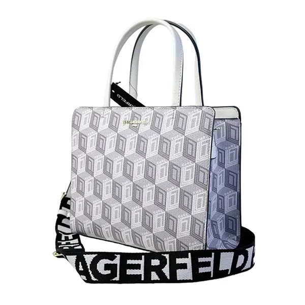 Túi Tote Nữ Karl Lagerfeld Maybelle Zip Top Satchel Shoulder Bag Trắng Xám - Túi xách - Vua Hàng Hiệu