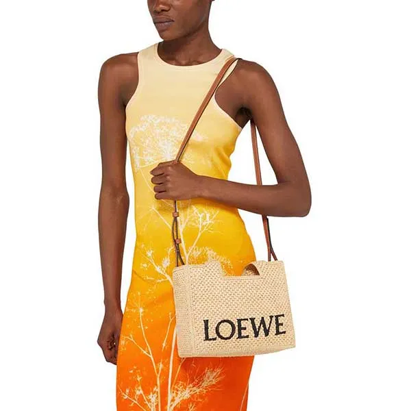 Túi Tote Nữ Loewe Small Bag With Logo Màu Be Nhạt