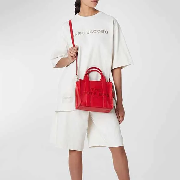 Túi Tote Nữ Marc Jacobs The Leather Mini Bag Màu Đỏ