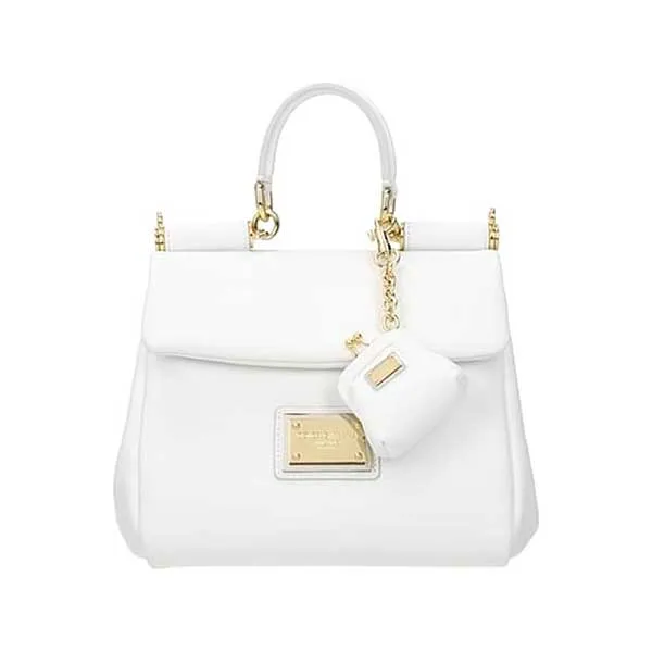 Túi Xách Nữ Dolce & Gabbana D&G Small Calfskin Sicily Soft Bag BB7400AG64280002 Màu Trắng