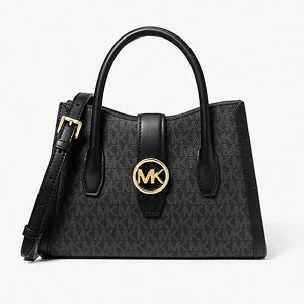 Túi Xách Nữ Michael Kors MK Natural Gabby Logo Satchel 35S3G5GS5B Màu Đen Xám