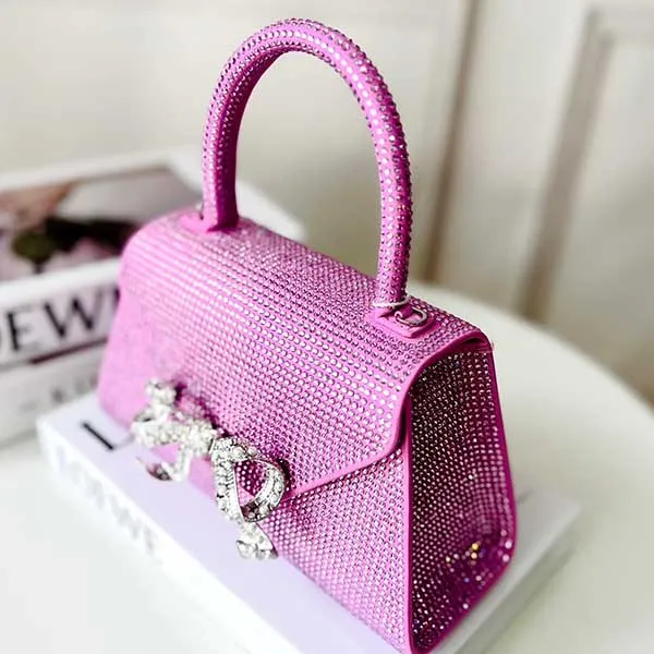 Túi Xách Nữ Self-Portrait Mini Bag With Crystal Appliqués Màu Hồng Tím - Túi xách - Vua Hàng Hiệu