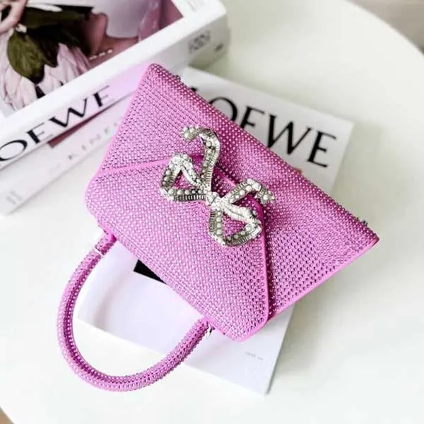 Túi Xách Nữ Self-Portrait Mini Bag With Crystal Appliqués Màu Hồng Tím - Túi xách - Vua Hàng Hiệu