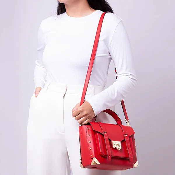 Túi Xách Tay Nữ Michael Kors MK Manhattan Medium Top Handle Satchel Bag 35F1GNCS6L Màu Đỏ
