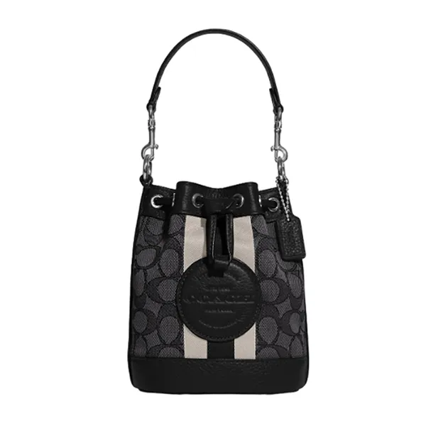 Túi Xách Tay Nữ Coach Mini Dempsey Bucket Bag In Signature Jacquard With Stripe And Patch C8322 Màu Đen
