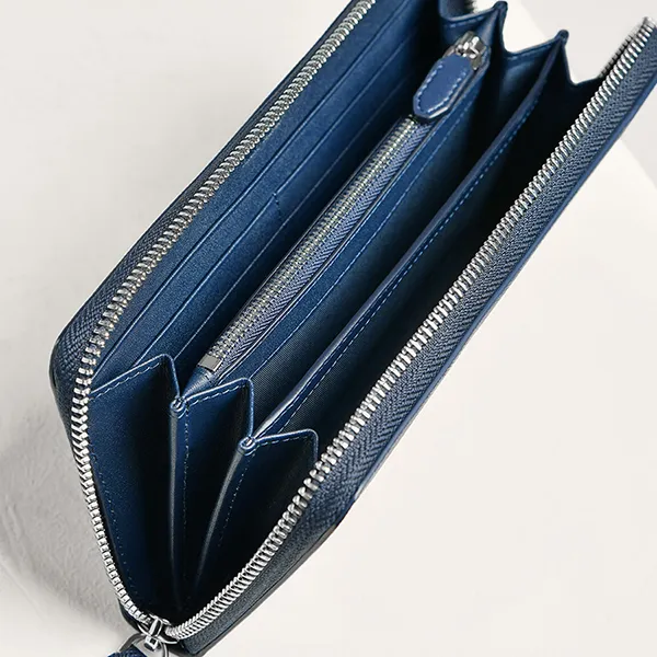 Ví Nam Pedro Oliver Embossed Leather Zip-Around Wallet 16500023 Màu Xanh Navy